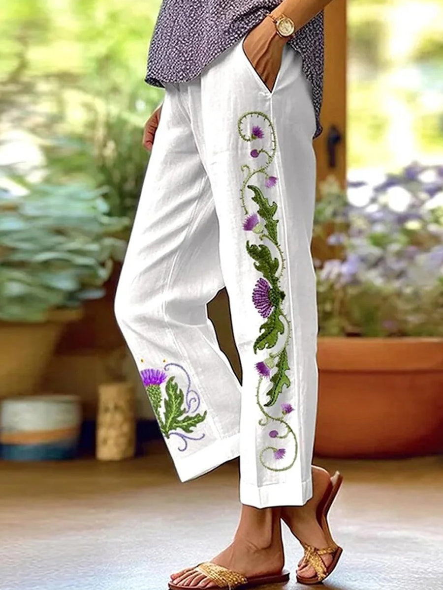 LilyWish Fresh Side Pocket Floral Print Pants