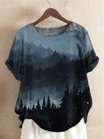 LilyWish Short Sleeve Casual Printed Ombre Blouse