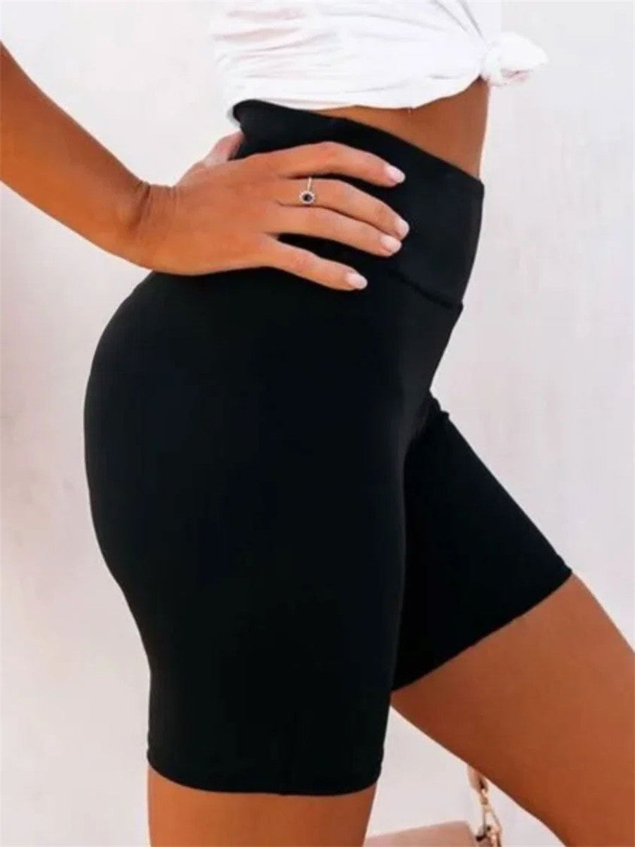 LilyWish Solid Color Casual High Waist Short Leggings