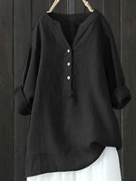 LilyWish Standing Collar Solid Color Button Up Long Sleeve Top