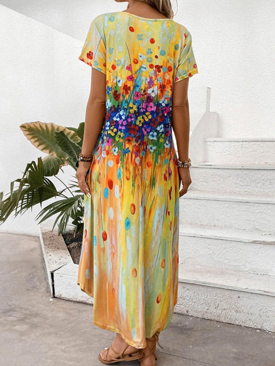 LilyWish Summer Colourful Bohemian Dress