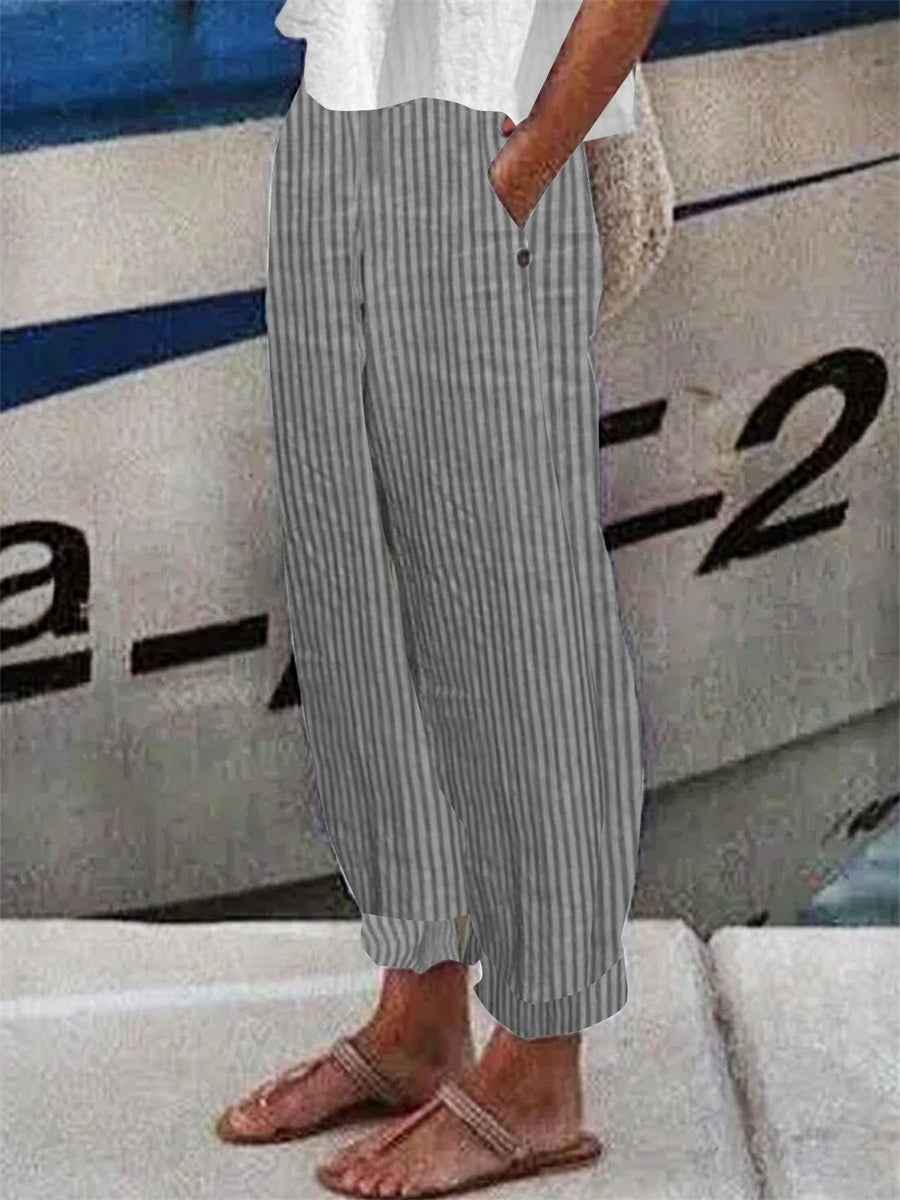 Casual Striped Print Turnip Pants