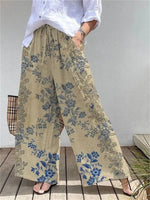 Simple Botanical Printed Pants