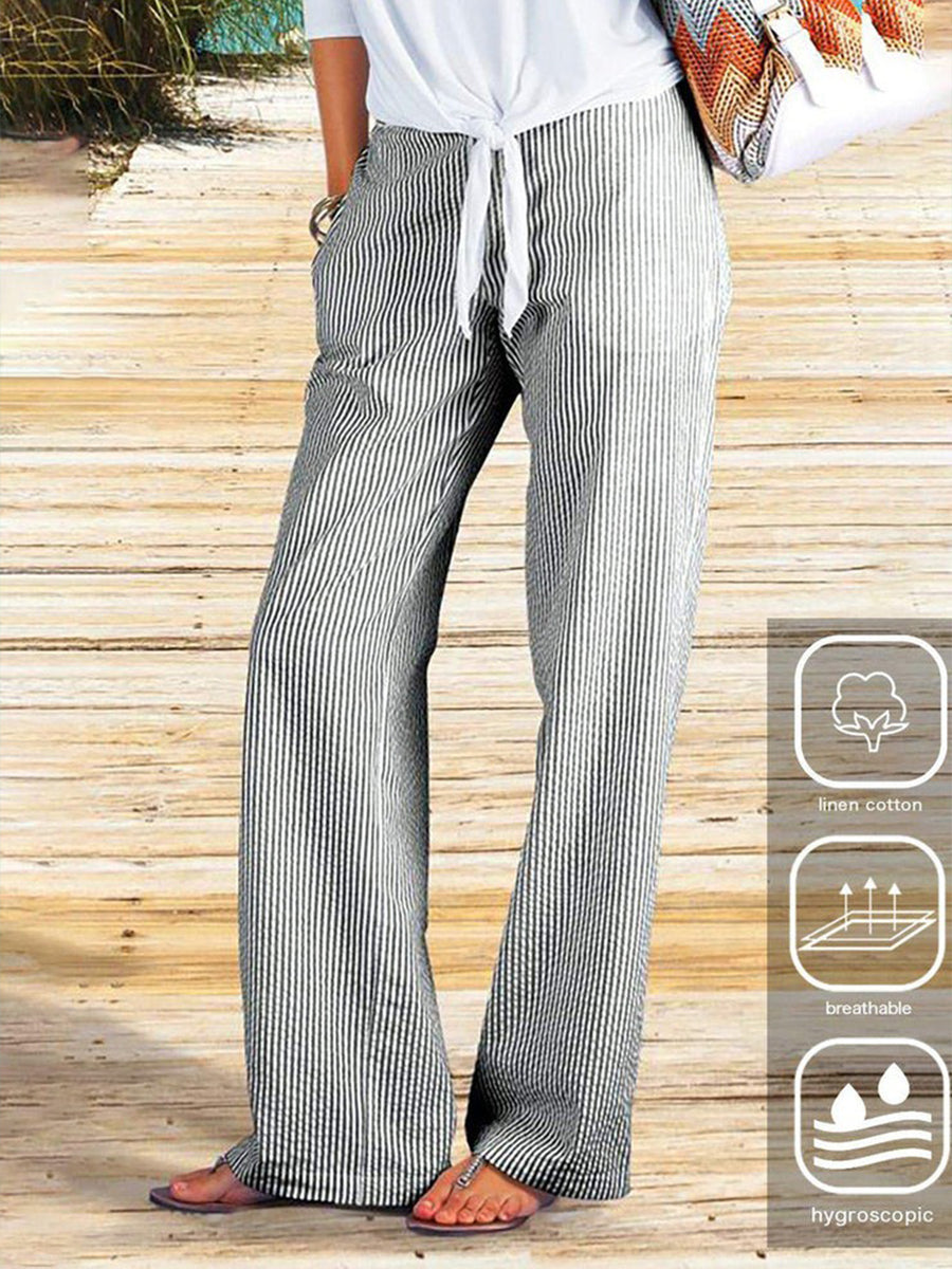 LilyWish Popular Striped Side Pocket Pants