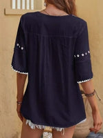 Casual Crew Neck Floral Blouse