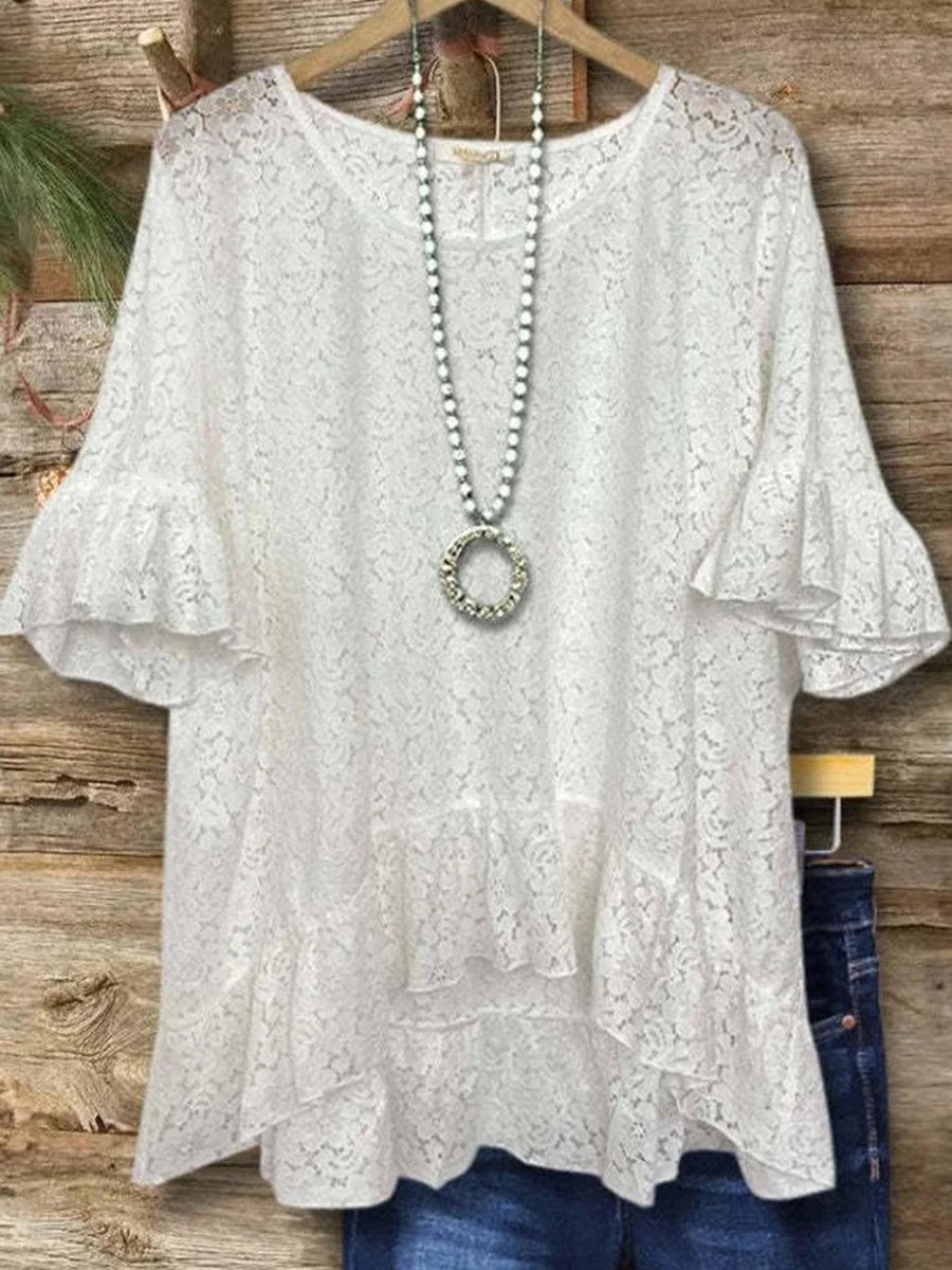 LilyWish Simple Plain Round Neck Top