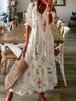 LilyWish Tassel Loose Floral Vacation Maxi Dress