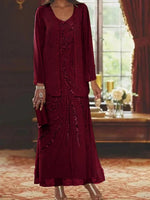 Women's Long Sleeve Two Piece Set Spring Fall Coat and Skirt Elegant Party