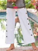 Women's Side-Button Wide Leg Pants