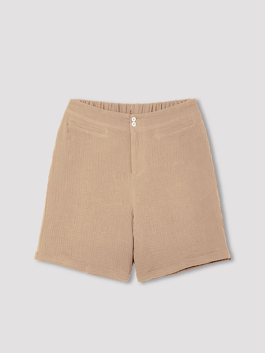 Solid Color Summer Casual Shorts With Buttons