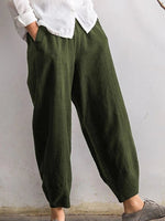 Solid Color Pockets Casual Pants