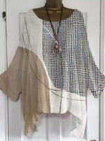 Women's Geometric Pattern Art Print Casual Round Neck Long Sleeve Top