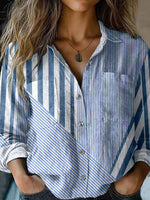 Blue Long Sleeve Striped Shirt