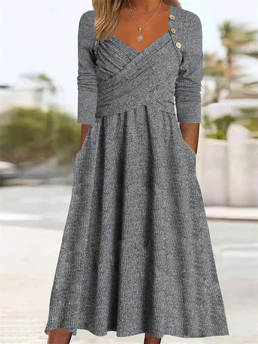 Plain Long Sleeve Comfy Maxi Dress