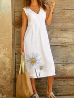 LilyWish Casual Floral Printed V-neck Sundress