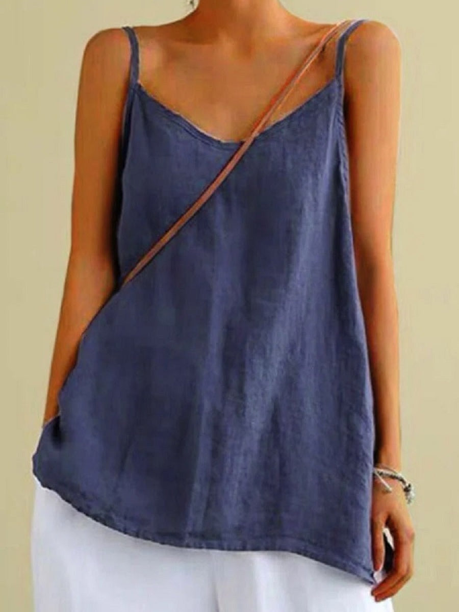 LilyWish Dark Blue Casual Solid Summer Tank
