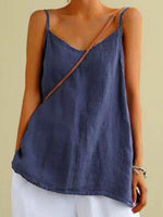 LilyWish Dark Blue Casual Solid Summer Tank