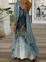 LilyWish Fresh V-Neck Maxi Dress With Outerwear