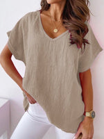 LilyWish Plain Casual Cotton-Blend Short Sleeve T-Shirt