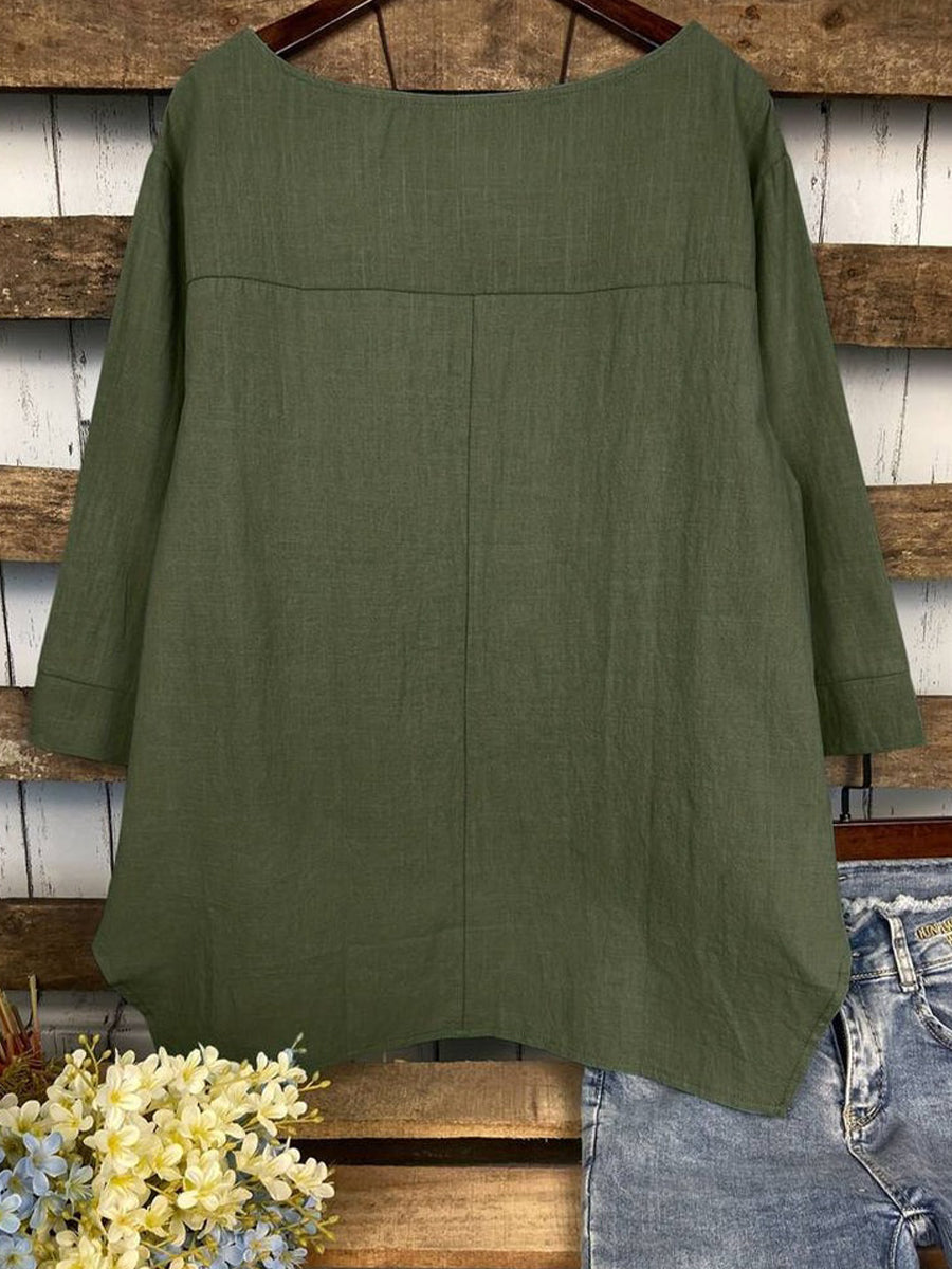 LilyWish Green Plain Long Sleeve Top