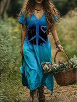 LilyWish Casual Vintage V-neck Short Sleeve Dress