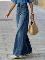 High Waisted Straight Leg Gradient Split-Joint Jean Pants