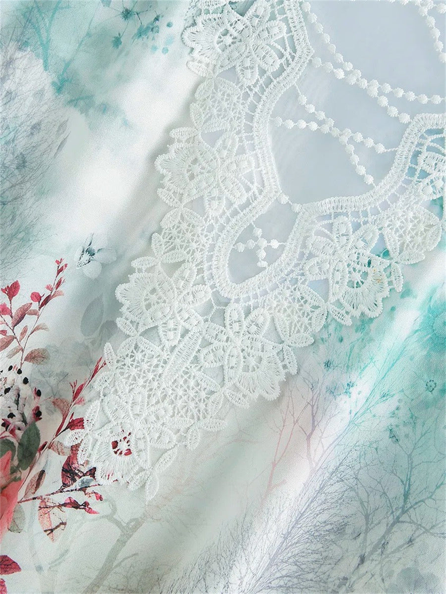 V Neck Floral Casual T-Shirt/Tee