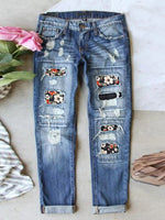 LilyWish Stretch Ripped Frayed Raw Hem Distressed Jeans