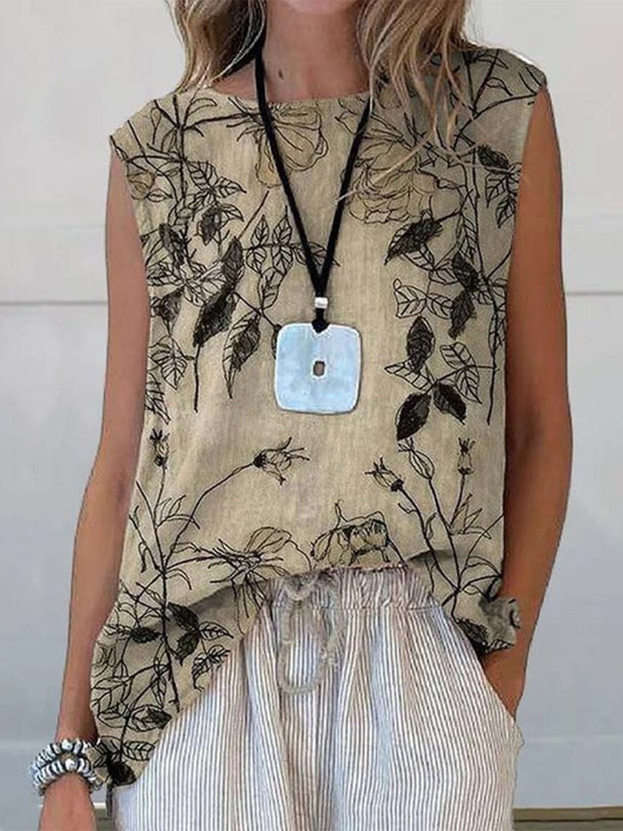 LilyWish Vintage Floral Print Tank Top