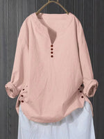 LilyWish Literary And Artistic Pullover V-Neck Loose Fitting Shirt