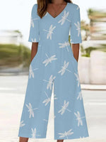 Breezy Blue V-neck Jumpsuit