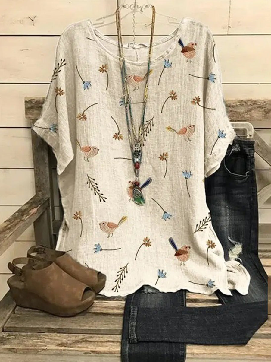 LilyWish Apricot Short Sleeve Round Neck Top