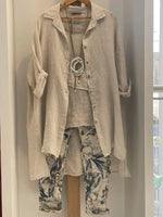 Plus Size Khaki Tank Top Trouser Cardigan Three Piece Set