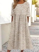 LilyWish Floral Print Crew Neck Half Sleeve Comfy Vintage Maxi Dress