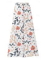 LilyWish Women's Floral Printed Graphic Straight Fashion Split Button Maxi High Waist Skirt