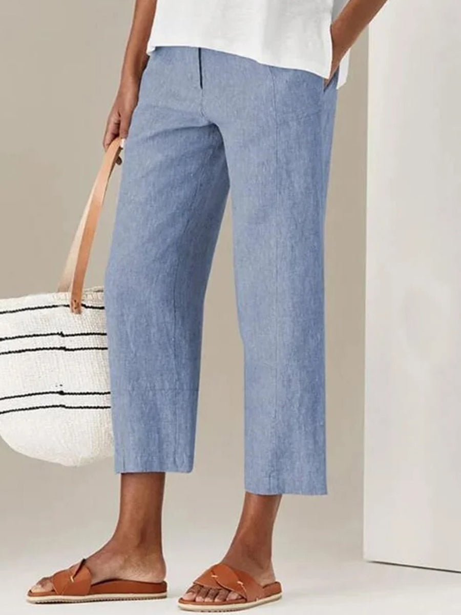 Thin Solid Color High Waisted Harlem Casual Pants