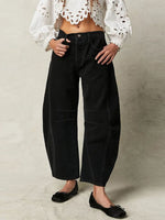 Solid Wide Leg Jeans with Pockets