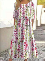 Casual Floral Print Round Neck Short Sleeve Dress