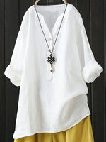 LilyWish Standing Collar Solid Color Button Up Long Sleeve Top