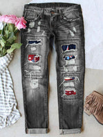 LilyWish Stretch Ripped Frayed Raw Hem Distressed Jeans