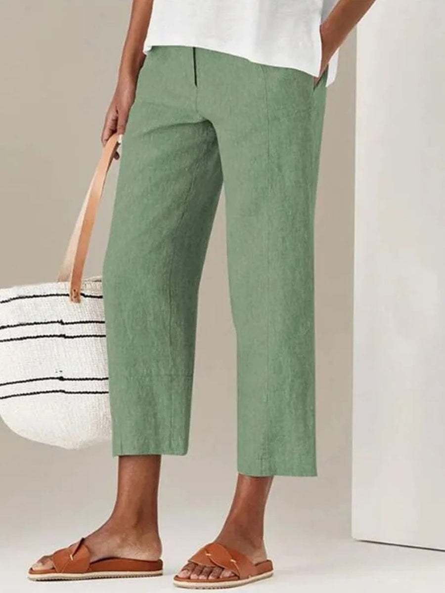 Thin Solid Color High Waisted Harlem Casual Pants