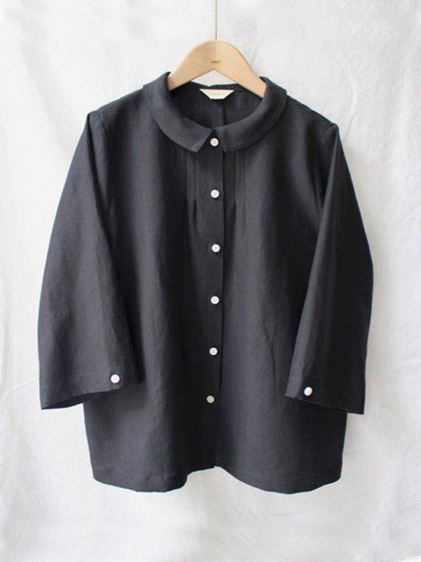 Round Neck Button-up Casual Long Sleeve White Blouse