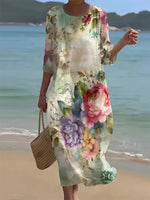 Women's Floral Print Round Neck Half Sleeve Dress