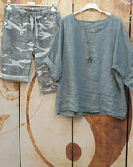 Summer Solid Color Casual Style Short Sleeve Suit