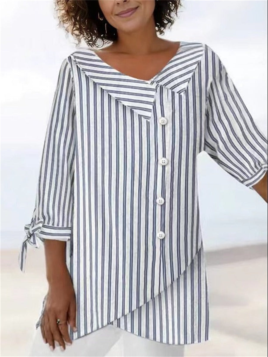 LilyWish Casual Striped Long Sleeve Blouse