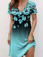 LilyWish Blue Vintage Floral Print Dress