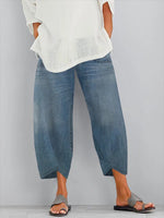 Women's Casual Loose Fit Cropped Cotton Pants with Tapered Leg