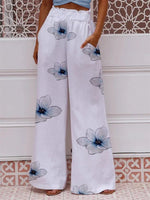 Floral Print Elastic Waist Wide Leg Pants