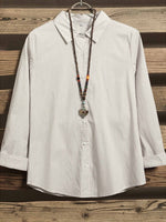 Stripe Buttons Casual Collared Shirt