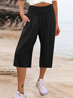 Casual Simplicity Solid Pocket Loose High Waist Wide Leg Pants